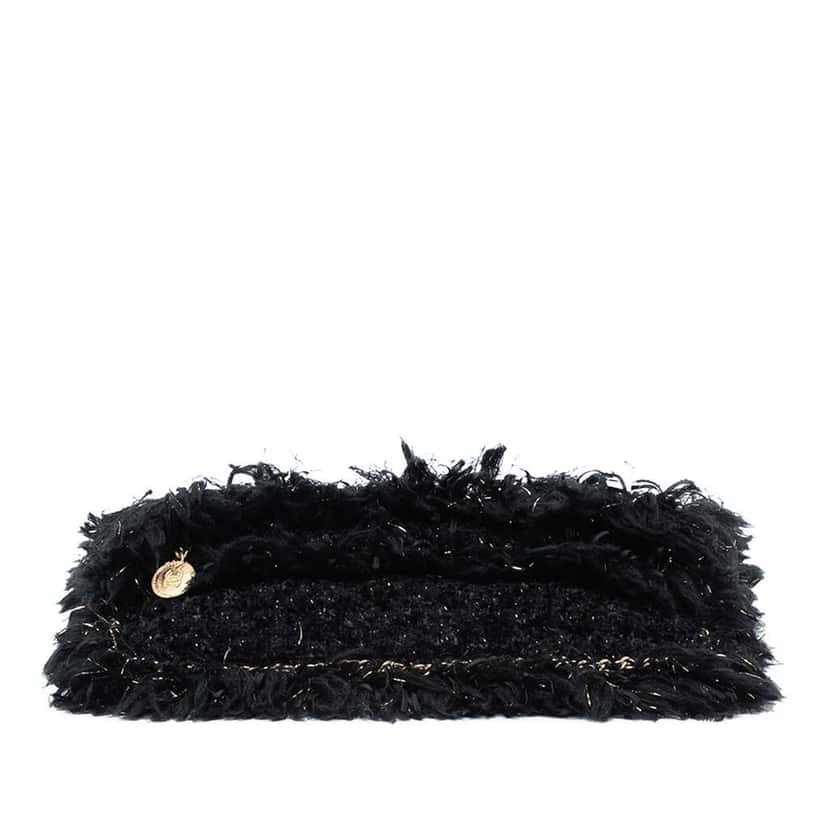 Chanel Paris Cosmopolite Tweed Fringe Clutch Black Tweed Good condition - Inside View