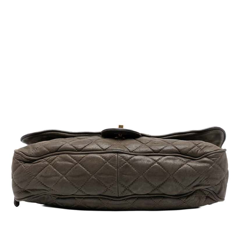 Chanel Large Quilted Iridescent Calfskin Shiva Flap Brown Leather Good condition - Inside View