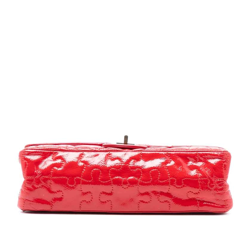 Chanel Reissue 2.55 Crackled Patent Puzzle East West Double Flap Red Leather Good condition - Inside View