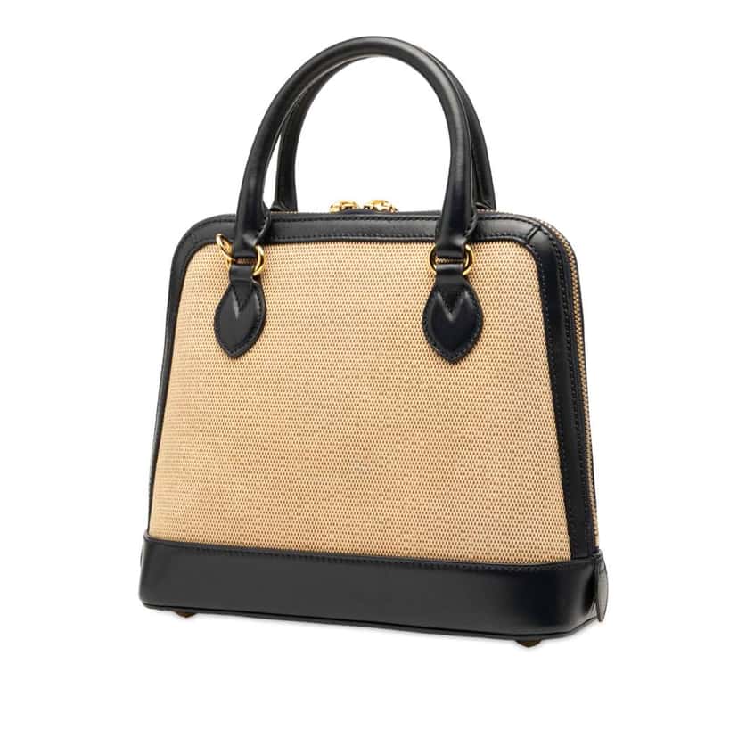 Gucci Small Canvas Horsebit 1955 Satchel Brown Canvas Good condition - Back View