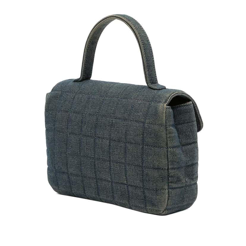 Chanel Reissue 2.55 Chocolate Bar Denim Top Handle Flap Blue Denim Good condition - Back View