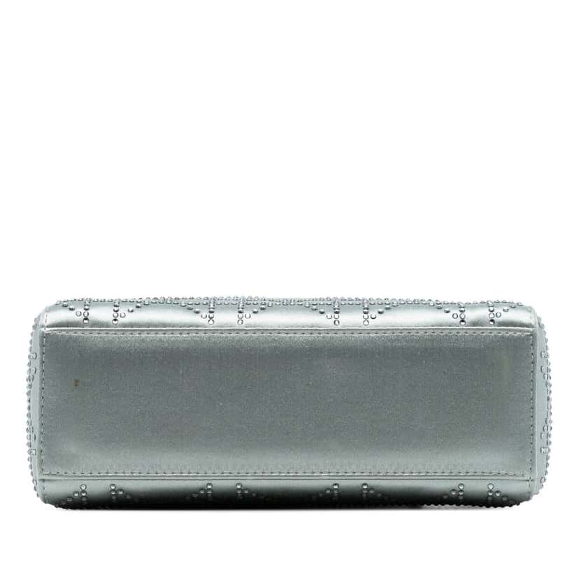 Dior Mini Satin Cannage Strass Crystal Embellished Lady Dior Grey Satin Good condition - Inside View