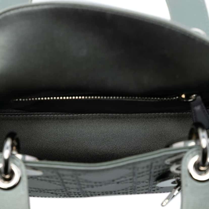 Dior Mini Satin Cannage Strass Crystal Embellished Lady Dior Grey Satin Good condition - Model View