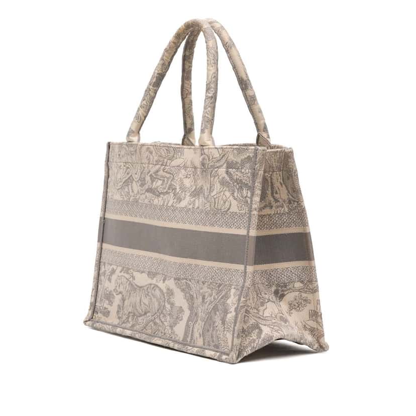 Dior Medium Toile de Jouy Reverse Embroidered Canvas Book Tote Grey Canvas Good condition - Back View