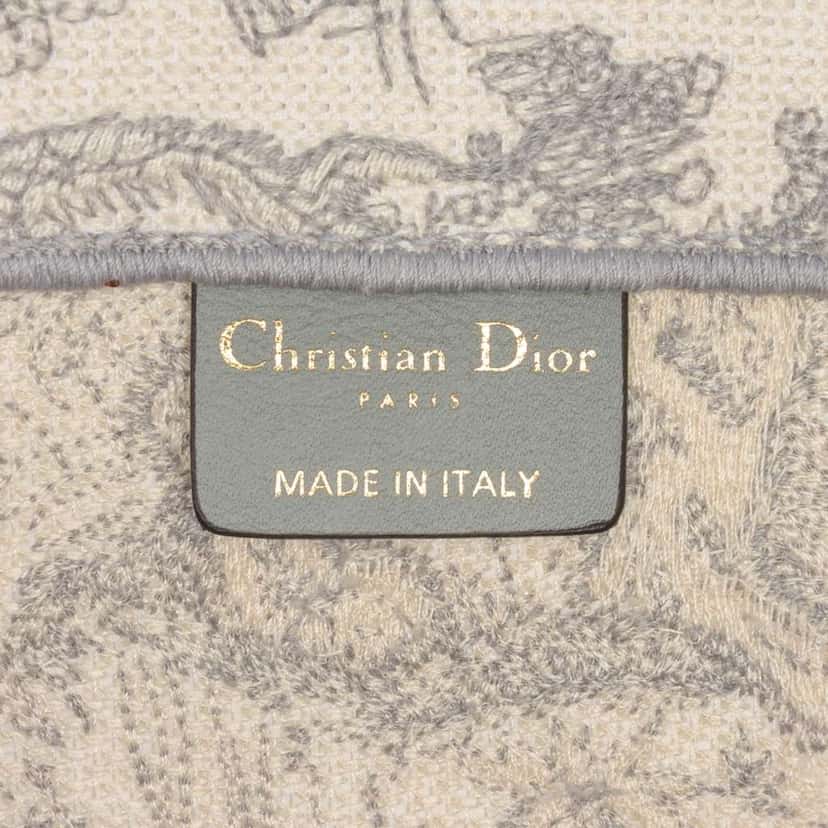 Dior Medium Toile de Jouy Reverse Embroidered Canvas Book Tote Grey Canvas Good condition - Box View