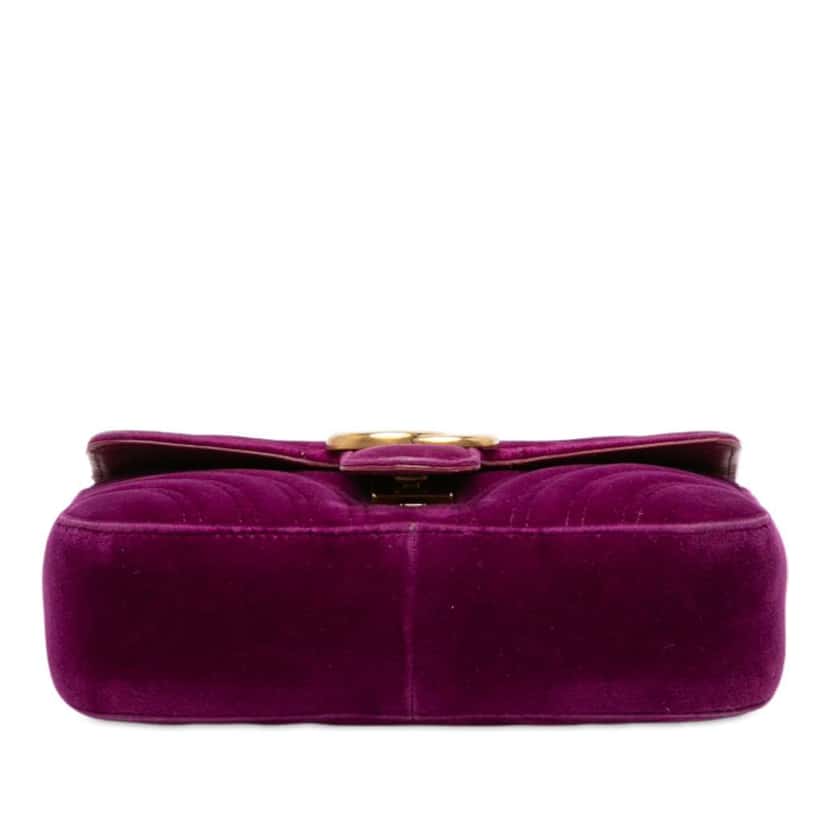 Gucci Small GG Marmont Matelasse Velvet Shoulder Bag Purple Velvet Fair condition - Inside View