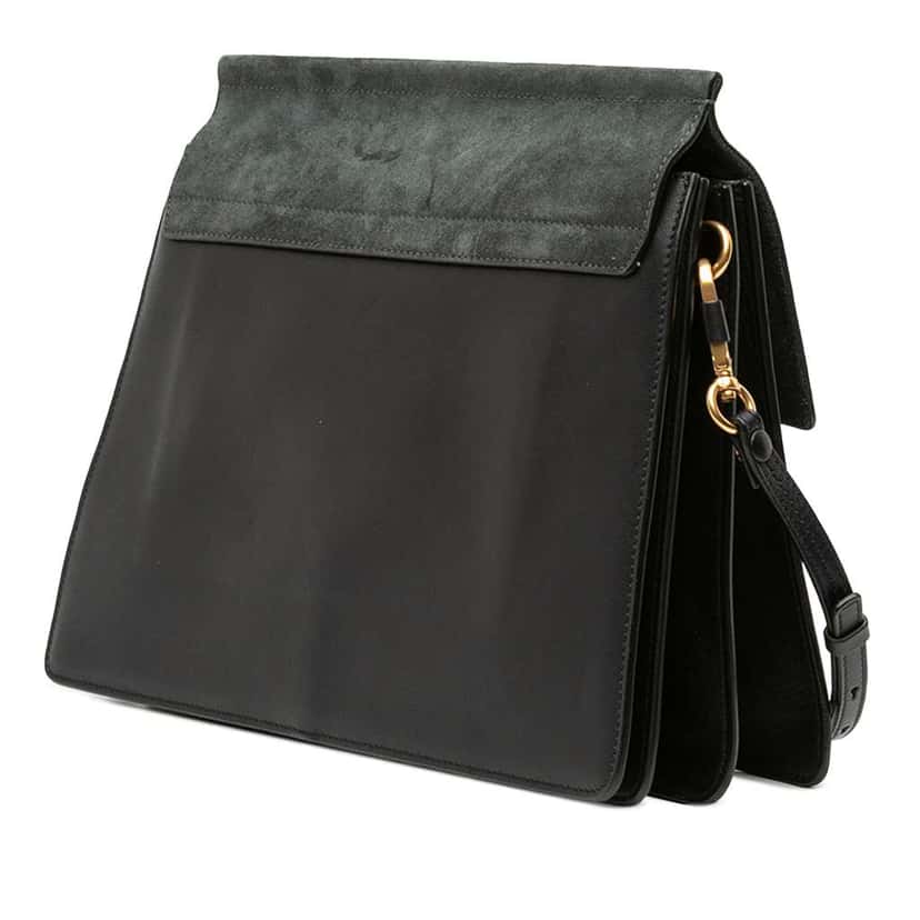 Chloé Medium Studded Suede and Calfskin Faye Crossbody Black Leather Good condition - Back View