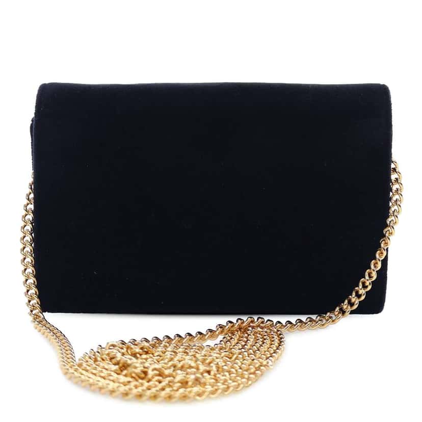 Fendi Velvet F is Fendi Kan I Wallet on Chain Black Leather Good condition - Back View