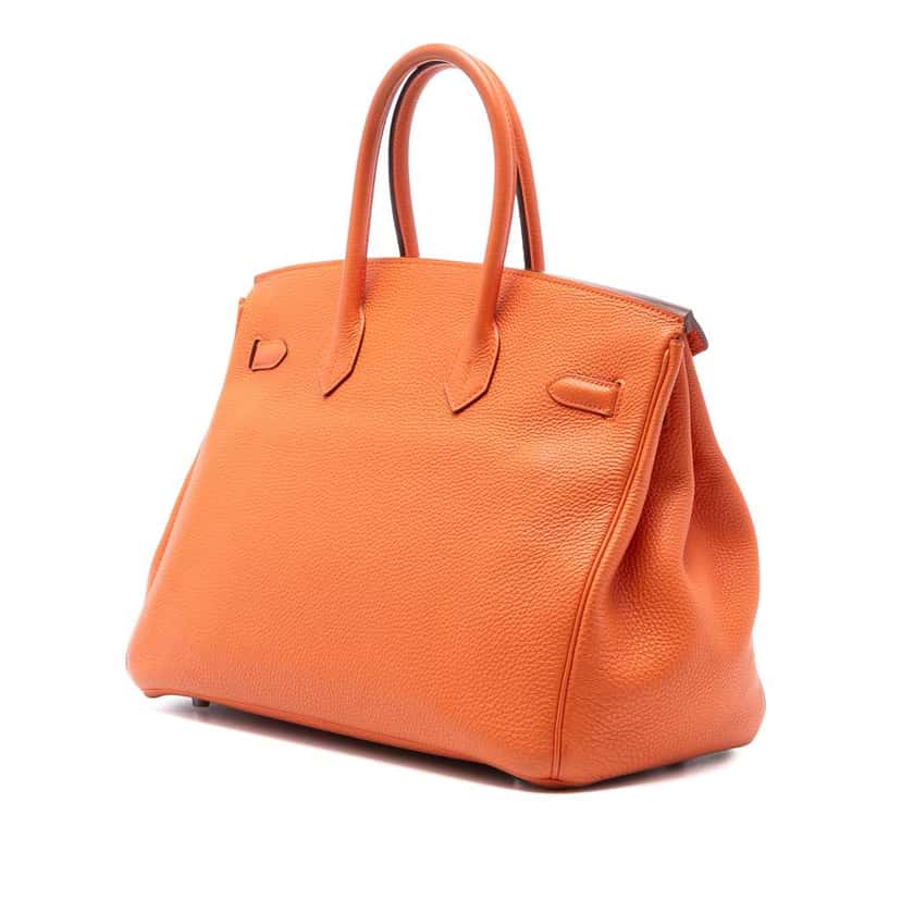 Hermès Clemence Birkin Retourne 35 Orange Leather Good condition - Back View