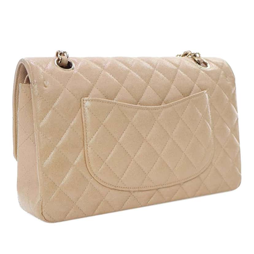 Chanel Medium Classic Iridescent Caviar Double Flap Brown Leather Good condition - Box View