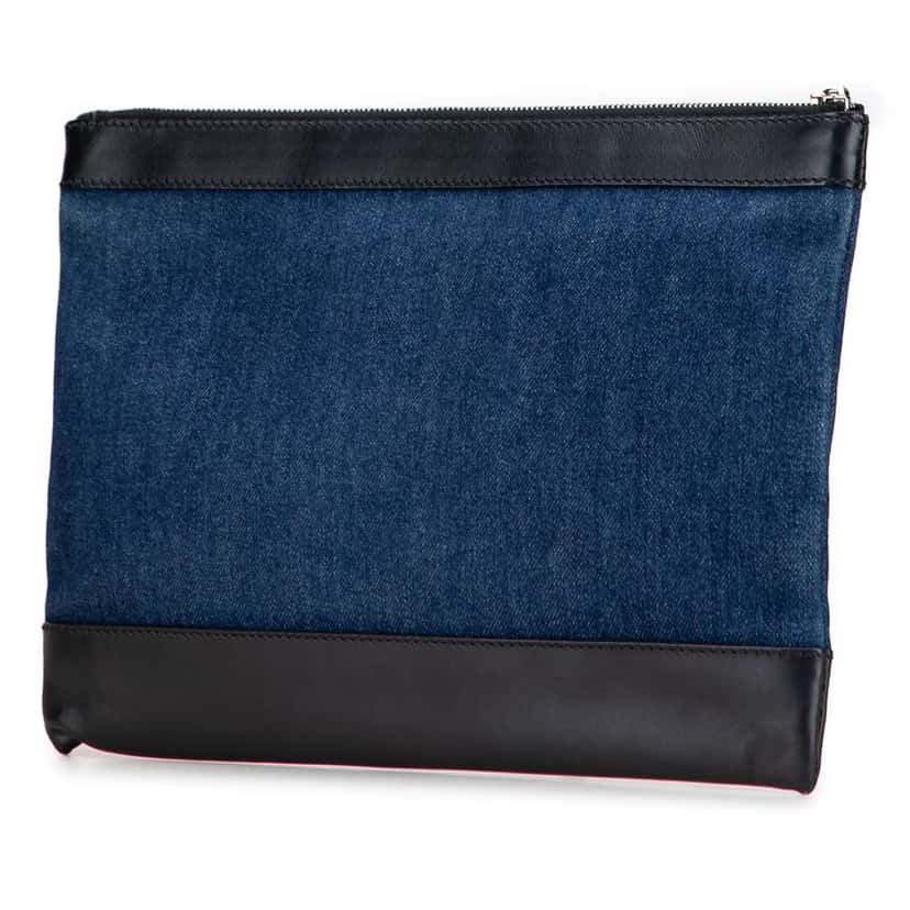 Balenciaga Denim Navy Clip M Clutch Blue Denim Good condition - Back View