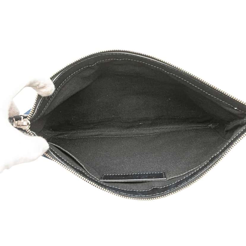 Balenciaga Denim Navy Clip M Clutch Blue Denim Good condition - Model View