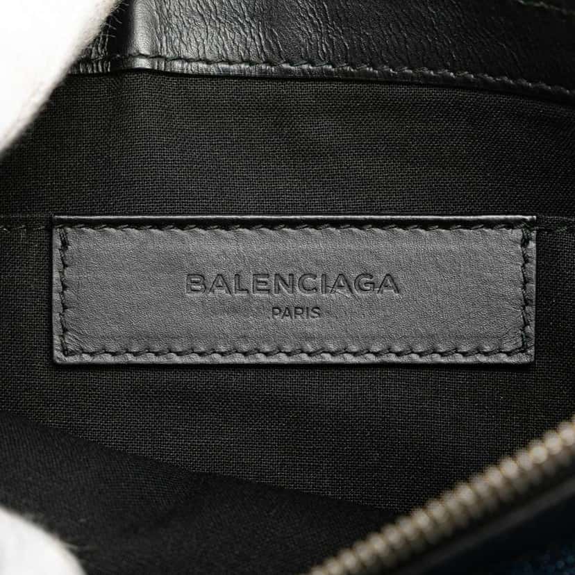 Balenciaga Denim Navy Clip M Clutch Blue Denim Good condition - Box View