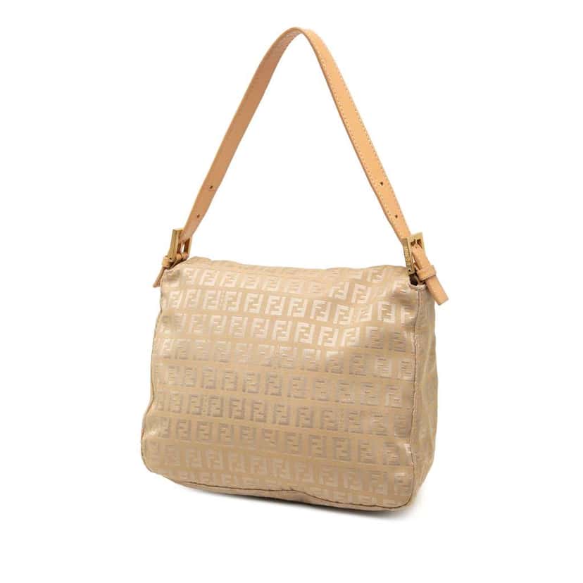 Fendi Zucchino Canvas Double Flap Mamma Brown Canvas Fair condition - Back View