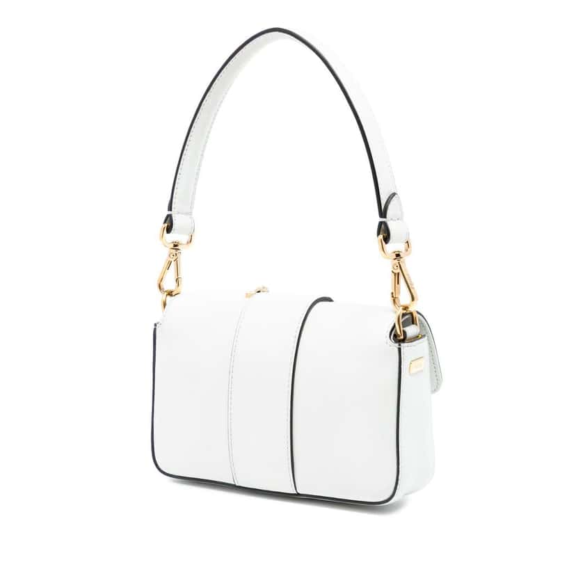 Fendi Versace Vitello Seta Fendace Mini Brooch Baguette Satchel White Leather Good condition - Back View