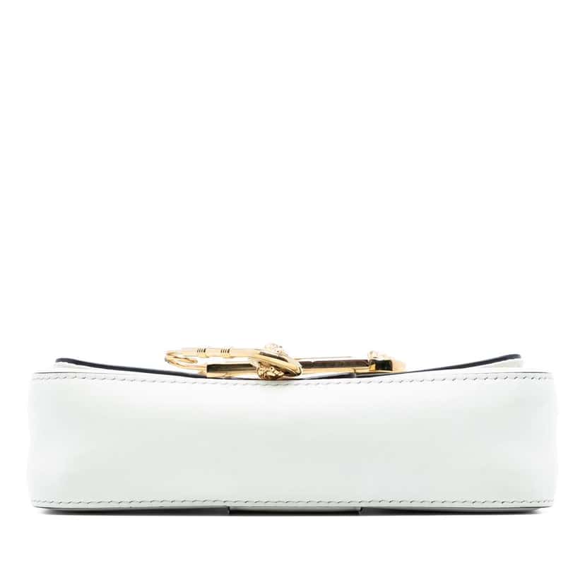 Fendi Versace Vitello Seta Fendace Mini Brooch Baguette Satchel White Leather Good condition - Inside View