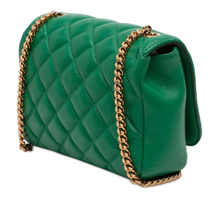 Versace Small Quilted Nappa Medusa Chain Crossbody Green Leather Good condition - Back View