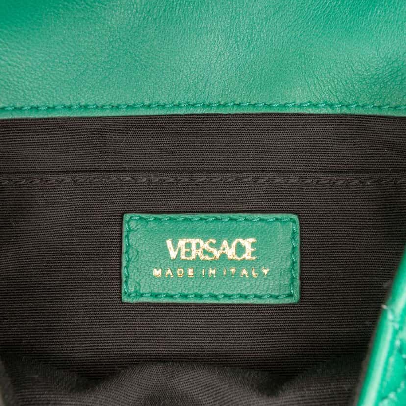 Versace Small Quilted Nappa Medusa Chain Crossbody Green Leather Good condition - Box View