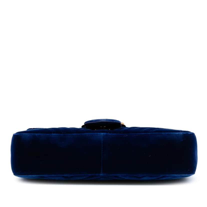 Gucci Large GG Marmont Matelasse Velvet Shoulder Bag Blue Velvet Good condition - Inside View