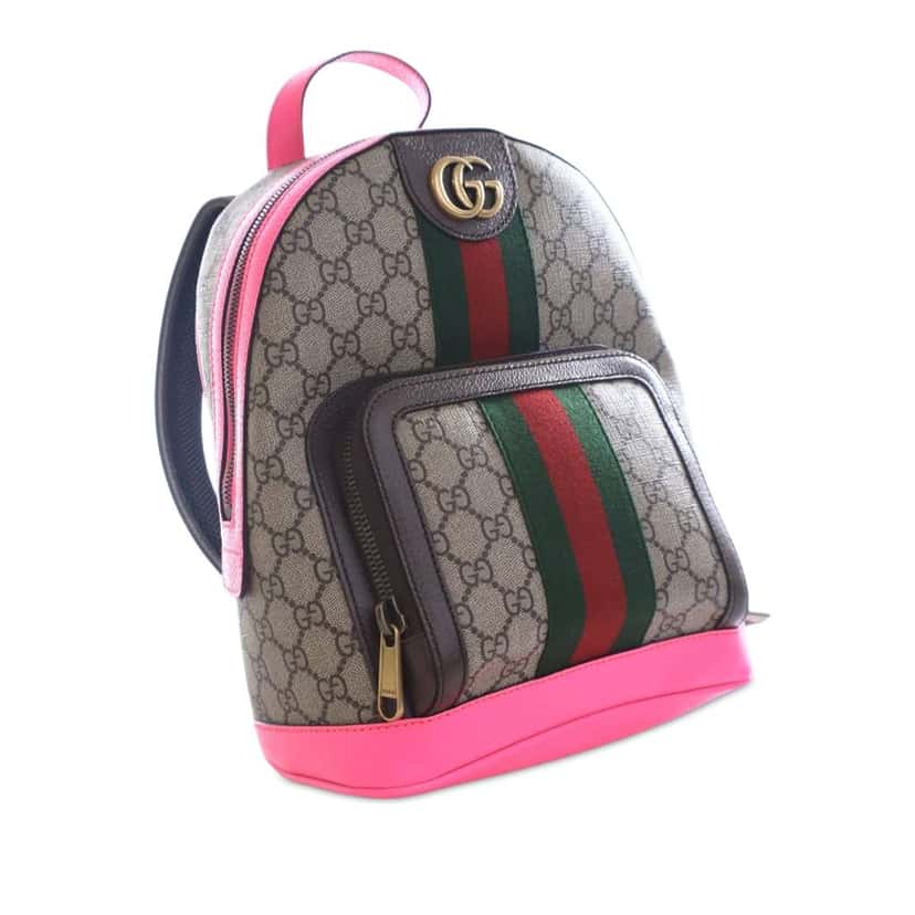 Gucci Small GG Supreme Ophidia Web Backpack Brown Canvas Good condition - Back View