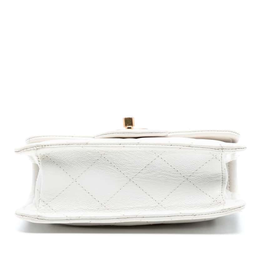 Chanel Mini Quilted Caviar Sweet Classic Flap White Leather Good condition - Inside View