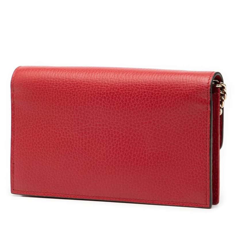 Gucci Leather Interlocking G Dollar Wallet on Chain Red Leather Very good condition - Back View