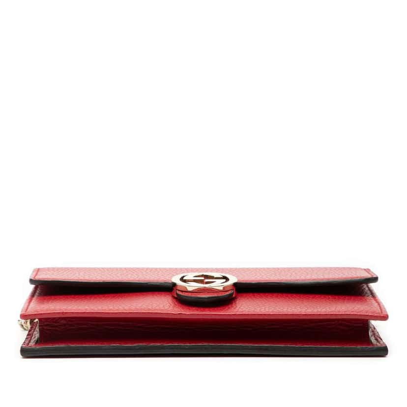 Gucci Leather Interlocking G Dollar Wallet on Chain Red Leather Very good condition - Inside View