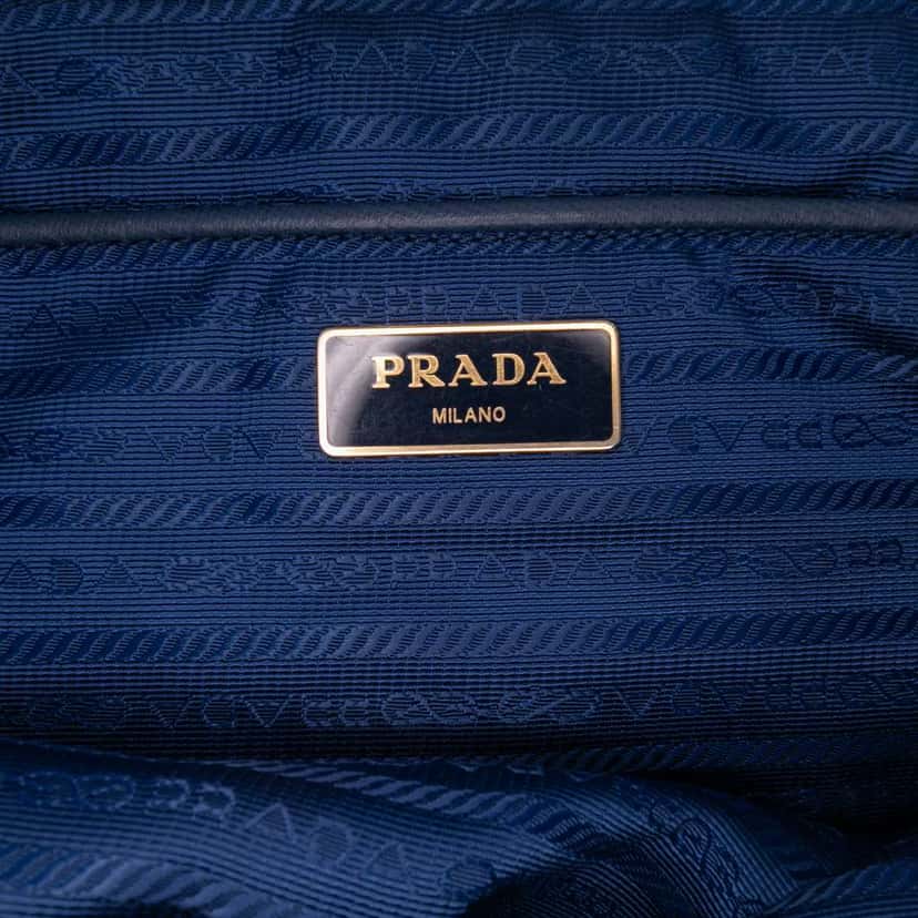 Prada Saffiano Trimmed Tessuto Tote Blue Good condition - Box View