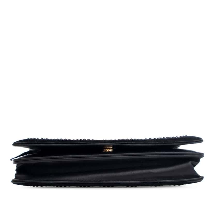 Chanel CC Velvet Studded Wallet On Chain Black Velvet Good condition - Inside View