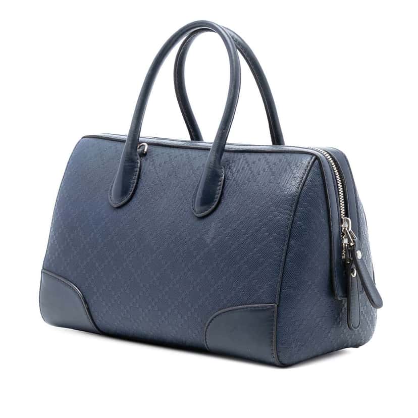Gucci Diamante Leather Boston Bag Blue Leather Good condition - Back View