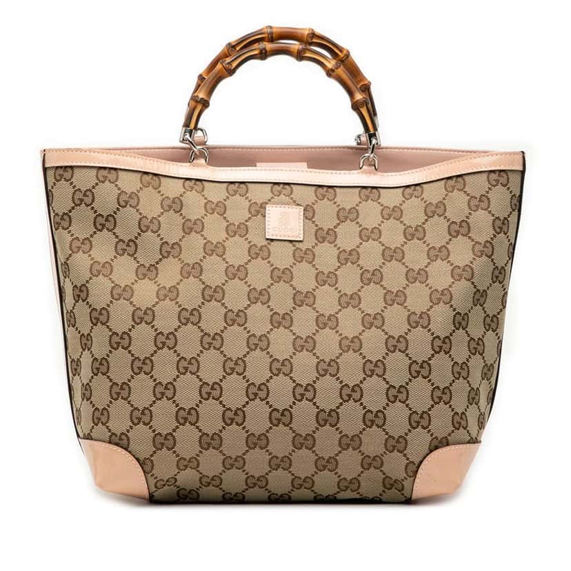 Gucci GG Canvas Bamboo Childrens Tote Brown Canvas Good condition - Front View