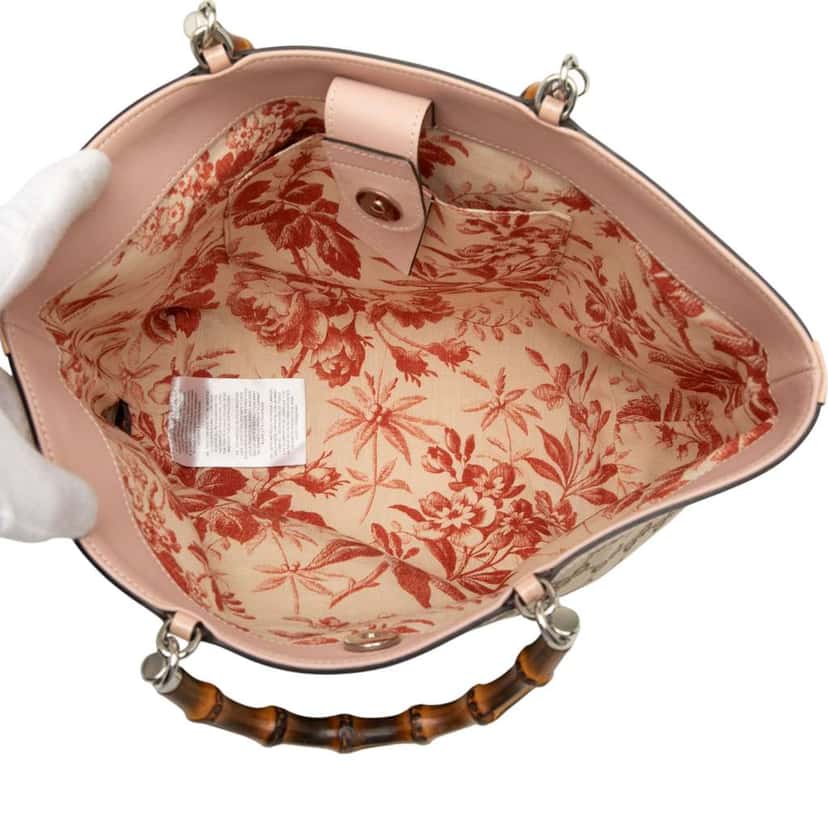 Gucci GG Canvas Bamboo Childrens Tote Brown Canvas Good condition - Model View