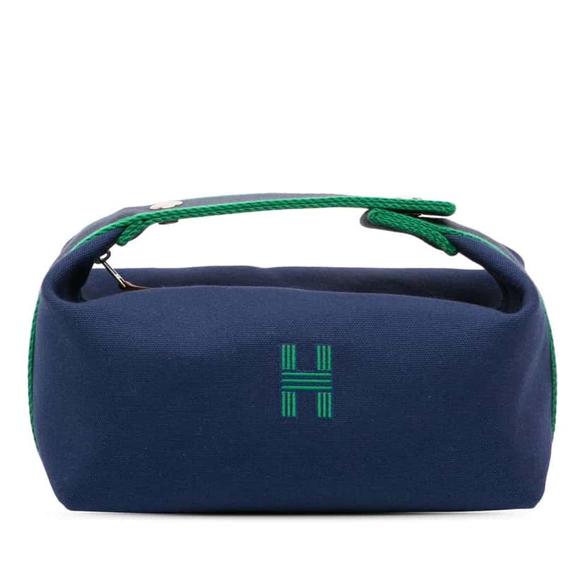 Hermès Small Toile Bride A Brac Case Blue Canvas Good condition - Front View