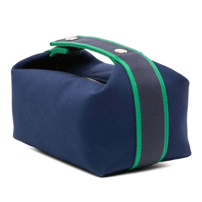 Hermès Small Toile Bride A Brac Case Blue Canvas Good condition - Back View