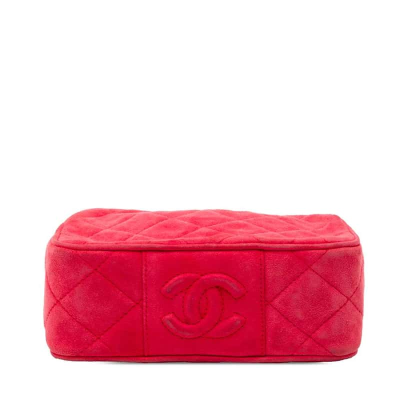 Chanel Quilted Suede Camera Bag Red Leather Very good condition - Inside View
