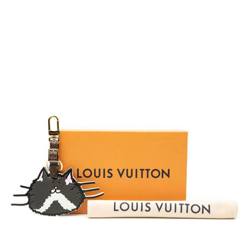 Louis Vuitton Limited Edition Grace Coddington Epi and Monogram Catogram Key Holder and Bag Charm Black Leather Good condition - Box View