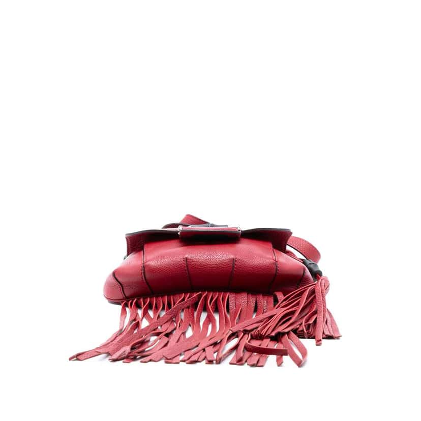 Gucci Small Leather Bamboo Nouveau Fringe Crossbody Red Leather Very good condition - Inside View