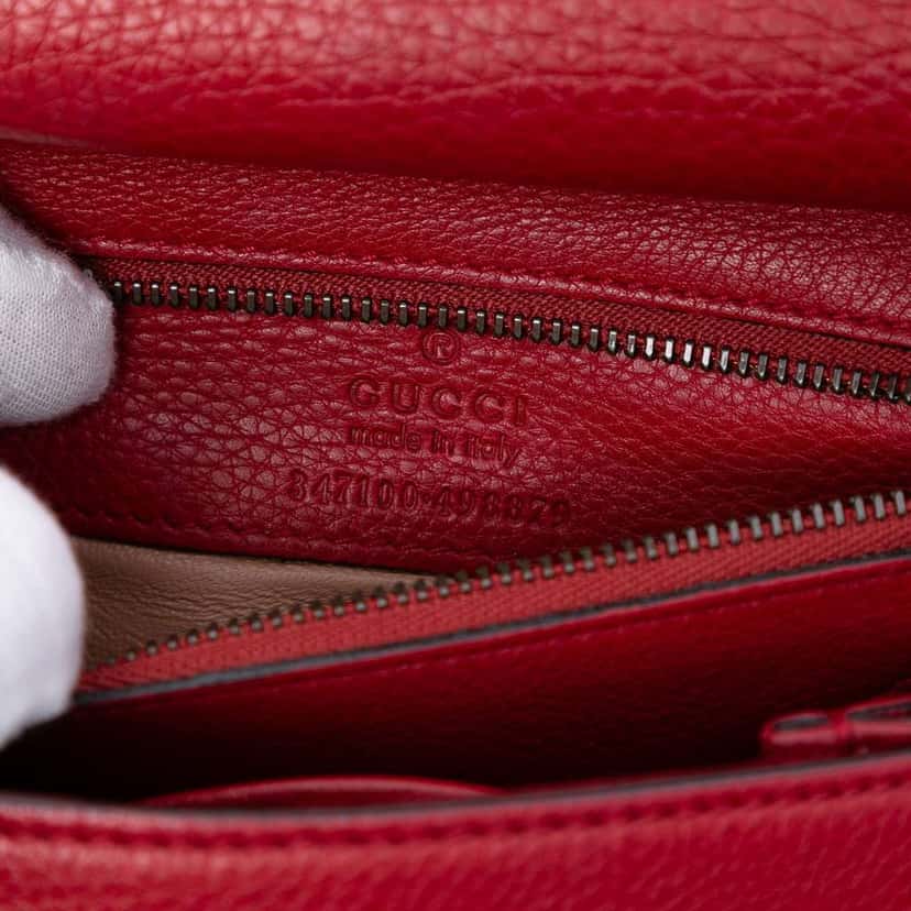 Gucci Small Leather Bamboo Nouveau Fringe Crossbody Red Leather Very good condition - Box View