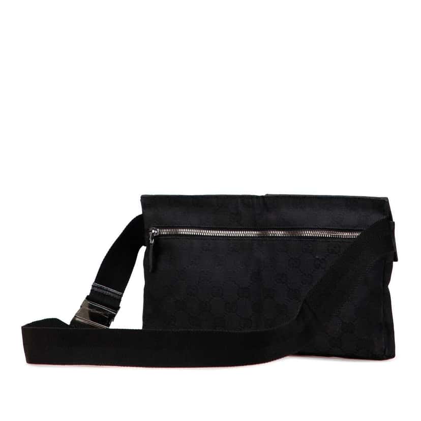 Gucci GG Canvas Double Pocket Belt Bag Black Canvas Good condition - Back View