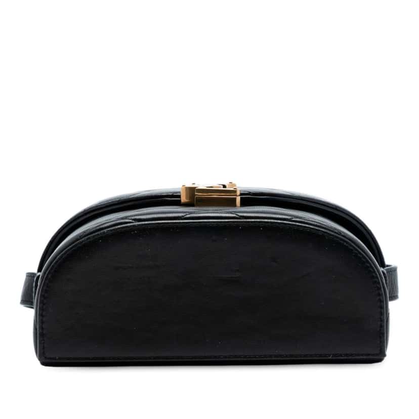 Saint Laurent Quilted Lambskin Monogram June Box Bag Black Leather Good condition - Inside View