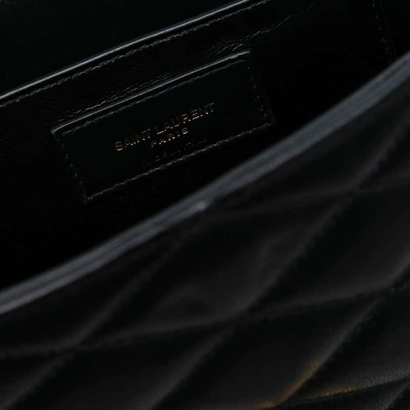 Saint Laurent Quilted Lambskin Monogram June Box Bag Black Leather Good condition - Box View