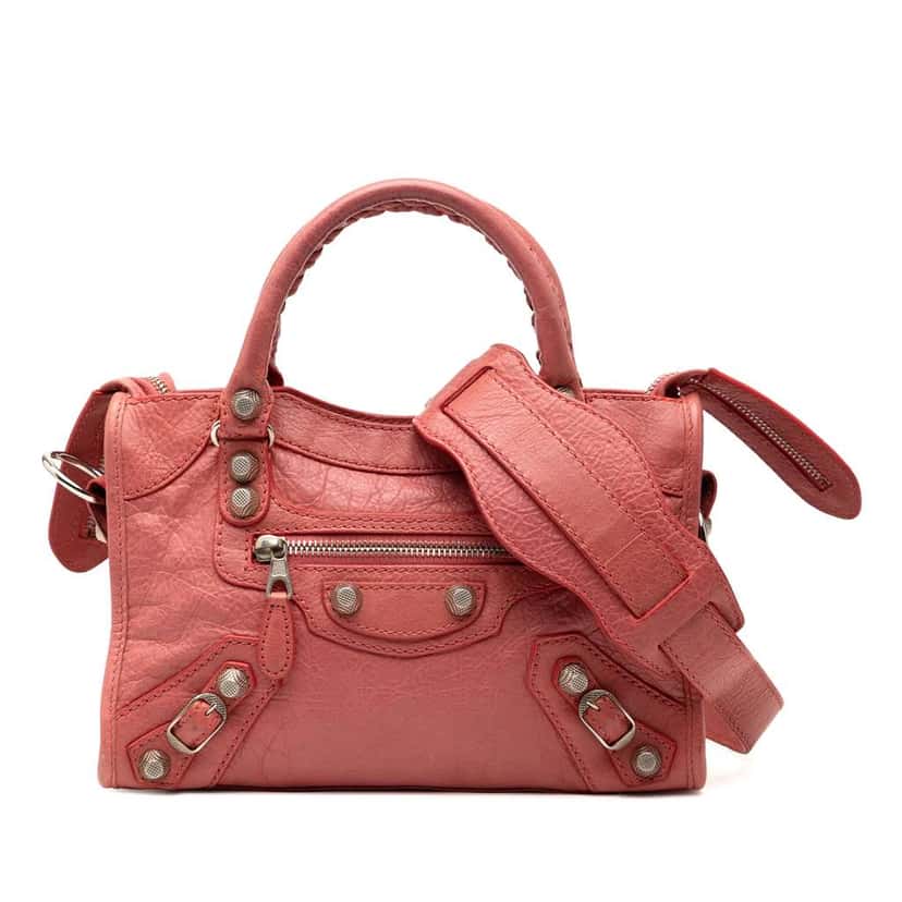 Balenciaga Mini Lambskin Motocross Giant 21 City Satchel Red Leather Good condition - Front View