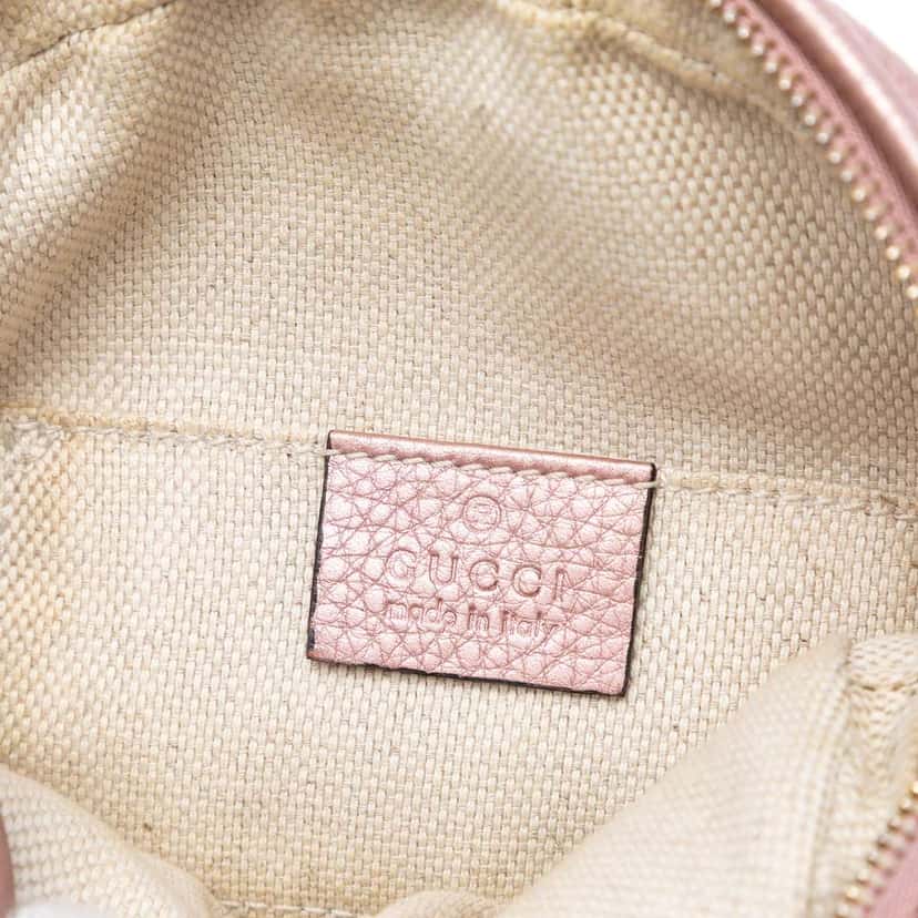 Gucci Mini Metallic Pebbled Calfskin Soho Chain Crossbody Pink Leather Good condition - Box View