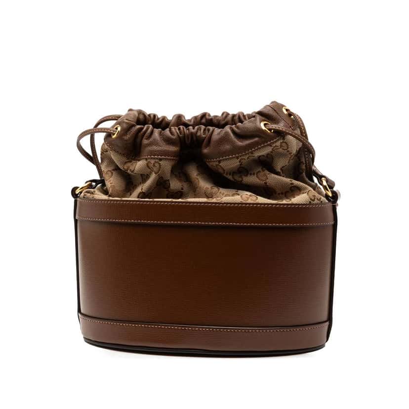 Gucci GG Canvas Horsebit 1955 Bucket Bag Brown Canvas Good condition - Back View