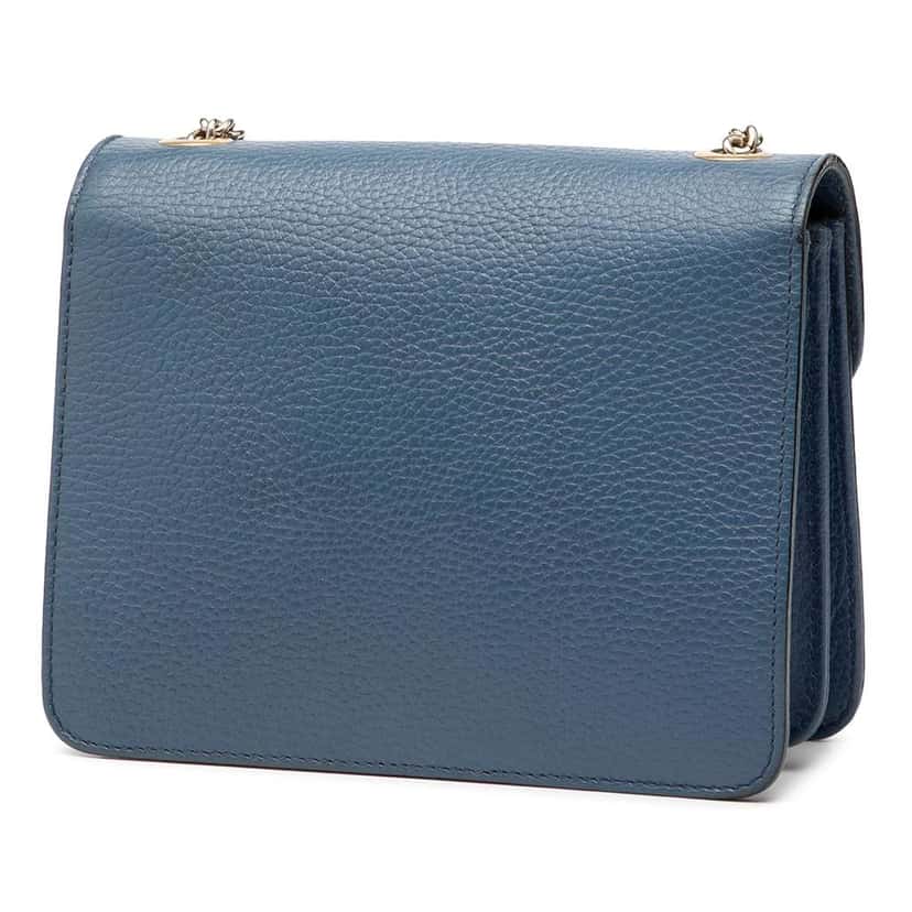 Gucci Small Dollar Calfskin Interlocking G Crossbody Blue Leather Very good condition - Back View