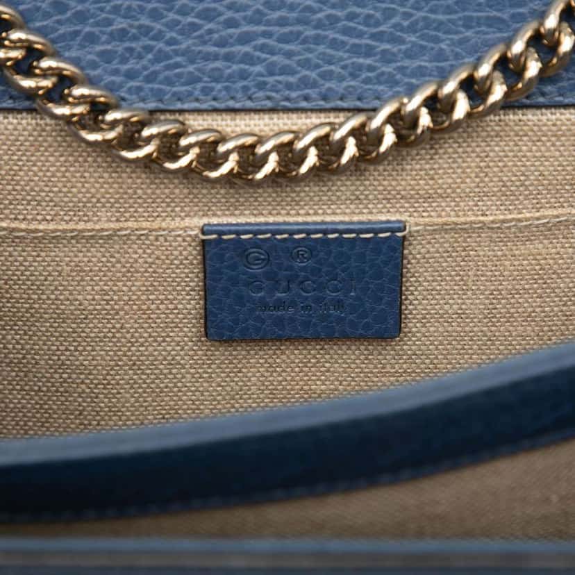 Gucci Small Dollar Calfskin Interlocking G Crossbody Blue Leather Very good condition - Box View