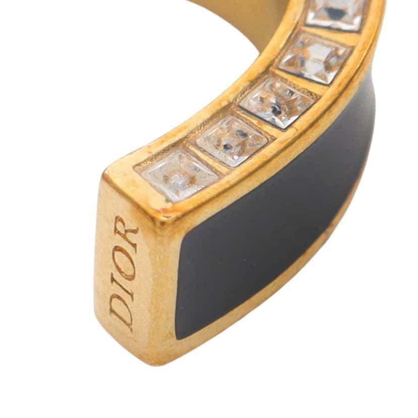 Dior Gold Plated Enamel Dior Night Code Hoop Push Back Earrings Gold Metal Good condition - Box View