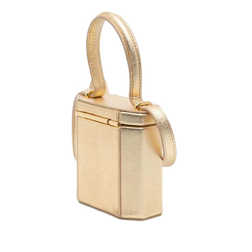 Celine Metallic Calfskin Triomphe Lock Bag Gold Leather Good condition - Back View