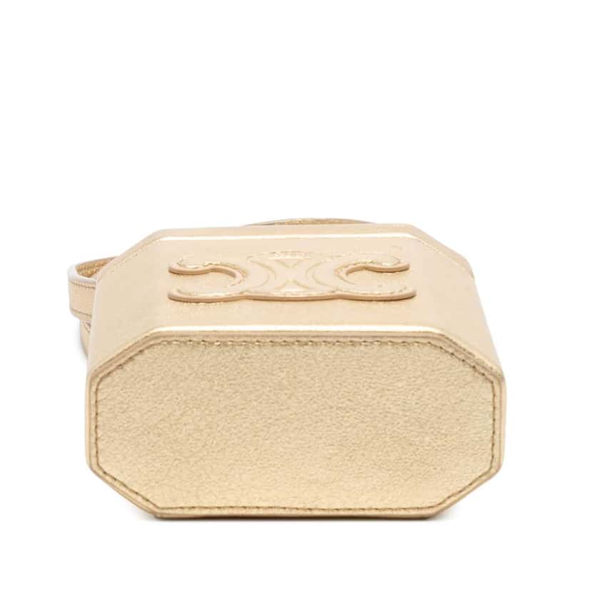 Celine Metallic Calfskin Triomphe Lock Bag Gold Leather Good condition - Inside View