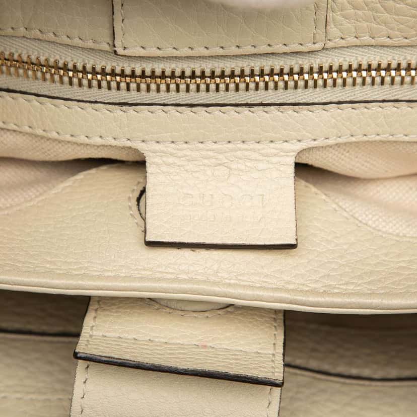 Gucci Small Calfskin Bamboo Shopper Satchel White Leather Good condition - Box View